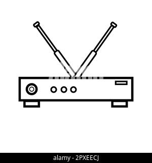 Illustration vectorielle de l'icône plate noire et blanche d'un simple modem-routeur numérique wi-fi pour Internet sans fil isolé sur fond blanc. Conce Illustration de Vecteur