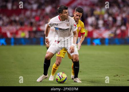 Séville, Espagne. 01st mai 2023. Marcos Acuna (19) du FC Sevilla vu pendant le match LaLiga Santander entre le FC Sevilla et Gérone à l'Estadio Ramon Sanchez Pizjuan à Séville. (Crédit photo : Gonzales photo/Alamy Live News Banque D'Images