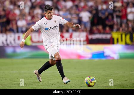 Séville, Espagne. 01st mai 2023. Marcos Acuna (19) du FC Sevilla vu pendant le match LaLiga Santander entre le FC Sevilla et Gérone à l'Estadio Ramon Sanchez Pizjuan à Séville. (Crédit photo : Gonzales photo/Alamy Live News Banque D'Images