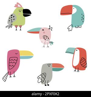 Ensemble avec des oiseaux mignons pour les enfants Illustration de Vecteur