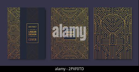 Ensemble de couvertures vectorielles Art déco, gatsby or. Modèles de conception créatifs. Affiche graphique tendance, brochure, design, emballage et marque. Géométrique Illustration de Vecteur