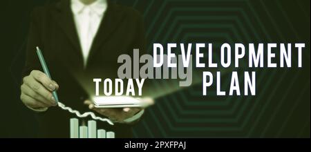 Inspiration montrant le plan de développement de signe, mot écrit sur la planification de l'aménagement d'une zone de terre Banque D'Images