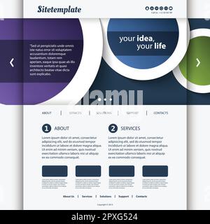 Modèle de site Web avec conception d'en-tête abstrait - cercles Illustration de Vecteur