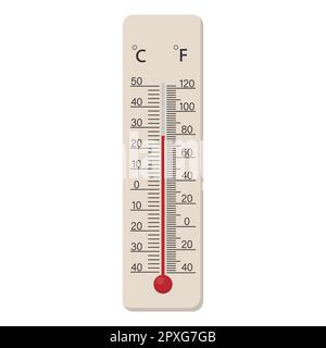 Thermomètre météorologique Fahrenheit et Celsius pour mesurer la température de l'air. Illustration vectorielle. SPE 10. Illustration de Vecteur