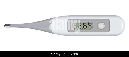 Thermomètre médical électronique pour la mesure. Thermomètre numérique indiquant la température. Vue de dessus. Illustration vectorielle. SPE 10. Illustration de Vecteur