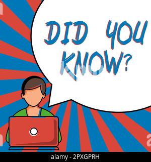 Texte montrant l'inspiration Saviez-vous que, vitrine d'affaires faits et chiffres amusants information connaissances générales Banque D'Images