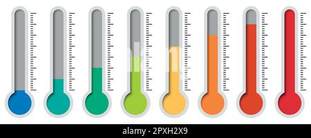 Ensemble de symboles de température . Thermomètre indiquant la température . Icône du thermomètre. Illustration vectorielle. SPE 10. Illustration de Vecteur