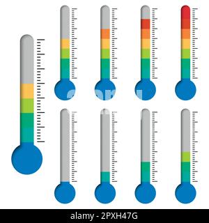 Ensemble de symboles de température . Thermomètre indiquant la température . Icône du thermomètre. Illustration vectorielle. SPE 10. Illustration de Vecteur