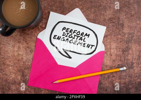 Inspiration montrant Sign Perform Digital engagement, Business Approach faites participer votre public avec la puissance du réseau social Banque D'Images
