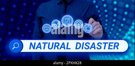 Légende du texte présentant les catastrophes naturelles, l'approche commerciale se produisant dans le cours de la nature et de causes naturelles Banque D'Images