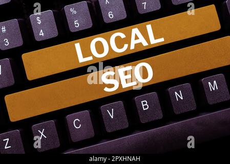 Légende de texte présentant local Seo, photo conceptuelle c'est une manière efficace de marketing de votre entreprise en ligne Banque D'Images
