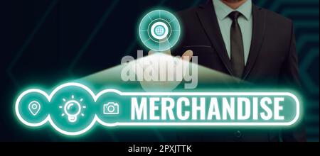 Inspiration montrant l'enseigne marchandises, concept commercial les marchandises ou les marchandises qui sont achetées et vendues dans l'entreprise Banque D'Images