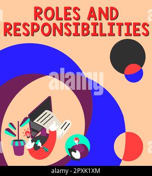 Présentation conceptuelle rôles et responsabilités, approche commerciale fonctions commerciales et fonctions professionnelles Banque D'Images