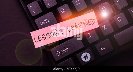 Affiche présentant les leçons apprises, vitrine d'affaires promouvoir partager et utiliser les connaissances issues de l'expérience Banque D'Images