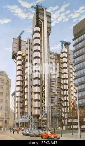 Œuvres d'art. Illustration du bâtiment Lloyds of London. Angleterre. ROYAUME-UNI Banque D'Images