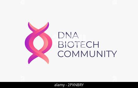DNA Spiral Biotech Community Abstract Vector Sign, Symbol, logo Template. Technologie moderne, médecine et biotechnologie dégradé Emblem avec Illustration de Vecteur
