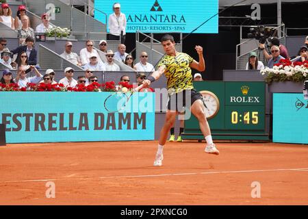 Madrid, Espagne. 02nd mai 2023. Carlos Alcaraz (SPA) contre AlexanderZverev (GER) Masters Series Madrid 2023 à Madrid le 02 MAI 2023. Credit: CORMON PRESSE/Alamy Live News Banque D'Images