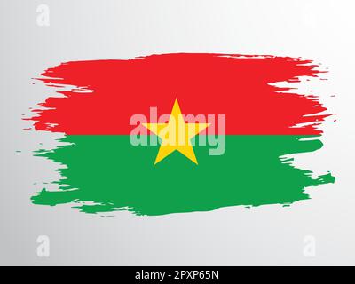 Drapeau du Burkina Faso dessiné à la main au pinceau Illustration de Vecteur