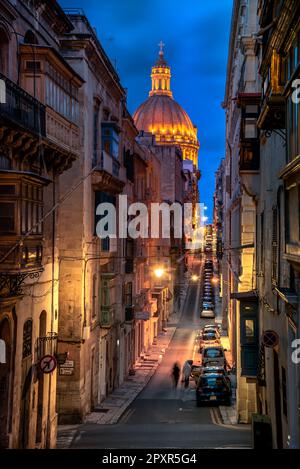 Vue sur La Valette, la capitale de Malte Banque D'Images