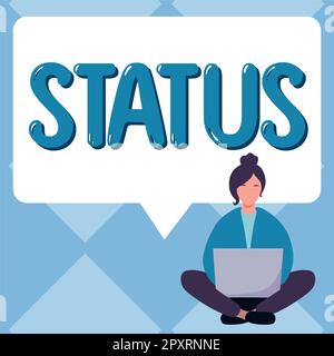 Affiche textuelle indiquant l'état, la situation d'approche commerciale à un moment donné au cours d'un poste de professionnel de processus Banque D'Images