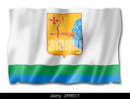 Kirov State - Oblast - drapeau, Russie Waving banner collection. 3D illustration Banque D'Images