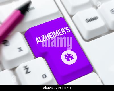 Légende de texte présentant Alzheimer, mot pour la détérioration mentale progressive qui peut se produire en âge moyen Banque D'Images