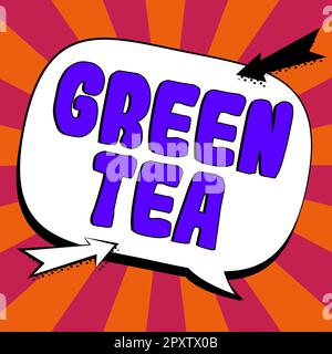 Inspiration montrant le signe thé vert, mot pour le type de thé qui est fait à partir de feuilles et bourgeons de Camellia sinensis Banque D'Images