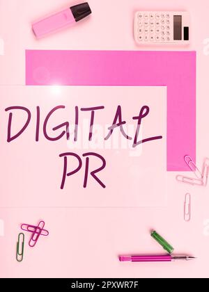 Légende de texte présentant Digital Pr, Word pour la stratégie de marketing utilisé pour augmenter leur présence en ligne Banque D'Images