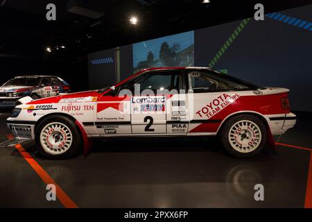 Toyota Celica GT-four ST165 (1990). Exposition de vieilles voitures de rallye 'âge d'or de Rally' à MAUTO, Museo dell'automobile de Turin, Italie. Banque D'Images