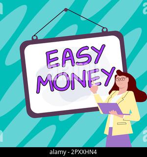 L'écriture de la main signer l'argent facile, l'argent de concept d'affaires qui est facilement et parfois mal gagné Banque D'Images