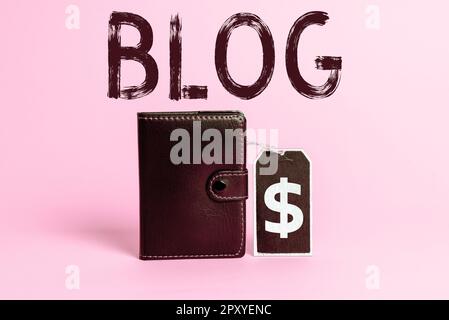 Texte d'écriture Blog, Aperçu des affaires Une page Web régulièrement mise à jour de site Web écrit dans le style de conversation Banque D'Images