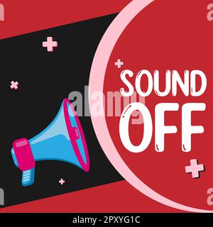 Écriture affichant du texte Sound Off, Internet concept pour ne pas entendre aucune sorte de sensation produite par la stimulation Banque D'Images