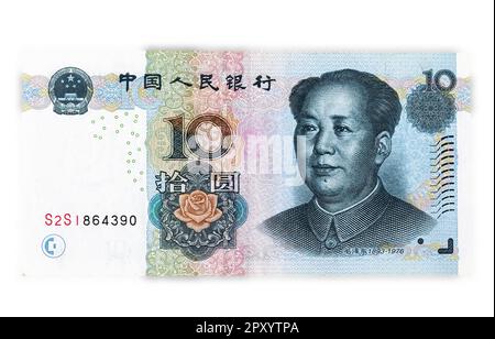 Mao Tse-tung, chef de file du Parti communiste chinois et de la République populaire de Chine ; Portrait de Chine 10 Yuan 2005 billets. Banque D'Images