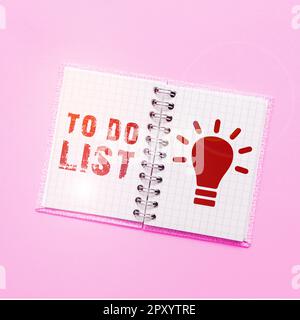Liste des tâches d'écriture manuscrite, Word pour Une structure qui est habituellement faite sur papier contenant la tâche de la vôtre Banque D'Images