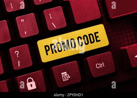 Inspiration montrant le code promotionnel de signe, mot pour les numéros numériques qui vous donnent une bonne remise sur certains produits Banque D'Images