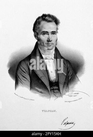 Alfred-Armand-Louis-Marie Velpeau, 1795 – 1867, est un anatomiste et chirurgien français, lithographie vintage de Nicolas Eustache Maurin 1800s Banque D'Images