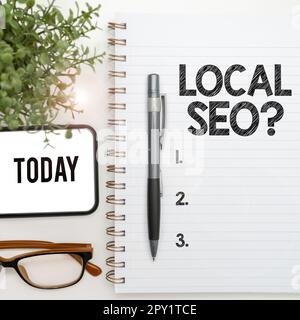 Écriture de texte local Seo, concept signifiant incroyablement efficace façon de commercialiser votre proche entreprise en ligne Banque D'Images