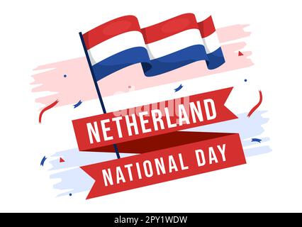 Bonne illustration de la Journée nationale des pays-Bas avec drapeau des pays-Bas pour bannière Web ou page d'arrivée dans des modèles dessinés à la main de dessin animé à plat de dessin animé Banque D'Images