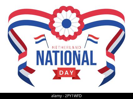 Bonne illustration de la Journée nationale des pays-Bas avec drapeau des pays-Bas pour bannière Web ou page d'arrivée dans des modèles dessinés à la main de dessin animé à plat de dessin animé Banque D'Images
