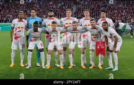 Fribourg, Allemagne. 02nd mai 2023. Firo : 05/02/2023, football, football, DFB-Pokal, saison 2022/2023, Demi-finales, SC Freiburg - RB, Red Bull Leipzig Team, team, RB, team photo Credit: dpa/Alay Live News Banque D'Images