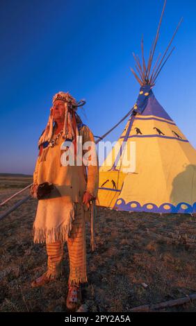 États-Unis, Montana, réserve indienne de Blackfeet, feu Darrel Norman, Blackfeet srtiast Banque D'Images