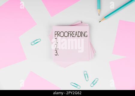 Écriture manuscrite correction de texte, concept signification acte de lecture et de marquage des fautes d'orthographe, de grammaire et de syntaxe Banque D'Images