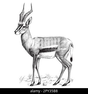 Dessin d'antilope dessiné à la main dans une illustration de style doodle Illustration de Vecteur