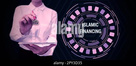 Affiche présentant le financement islamique, l'activité Business Idea Banking et l'investissement qui sont conformes à la charia Banque D'Images