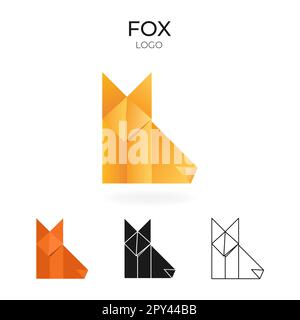 Logo et icône vecteur origami avec renard. Illustration de Vecteur