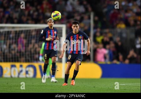 Barcelone, ESP. 02nd mai 2023. FC BARCELONE contre CA OSASUNA 2 mai 2023 Pedri (8) du FC Barcelone pendant le match entre le FC Barcelone et CA Osasuna correspondant à la trente-trois journée de la Liga Santander au camp Spotify Nou à Barcelone, Espagne. Crédit : rosdemora/Alay Live News Banque D'Images