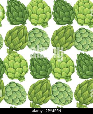 Motif vectoriel sans couture avec artichauts dessinant. Texture avec de savoureux légumes sains sur fond blanc. Arrière-plan avec de la nourriture de verdure pour le menu Illustration de Vecteur