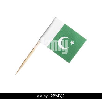 Petit drapeau en papier du Pakistan isolé sur blanc Banque D'Images