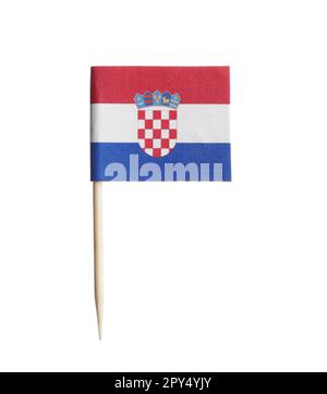 Petit drapeau en papier de la Croatie isolé sur blanc Banque D'Images