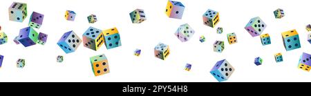 Jeu de dés. Motif sans couture de cubes de jeu polyédriques de couleur dégradé avec des points noirs sur du blanc. Pour jouer au casino, lancez des dés de un à six poin Illustration de Vecteur